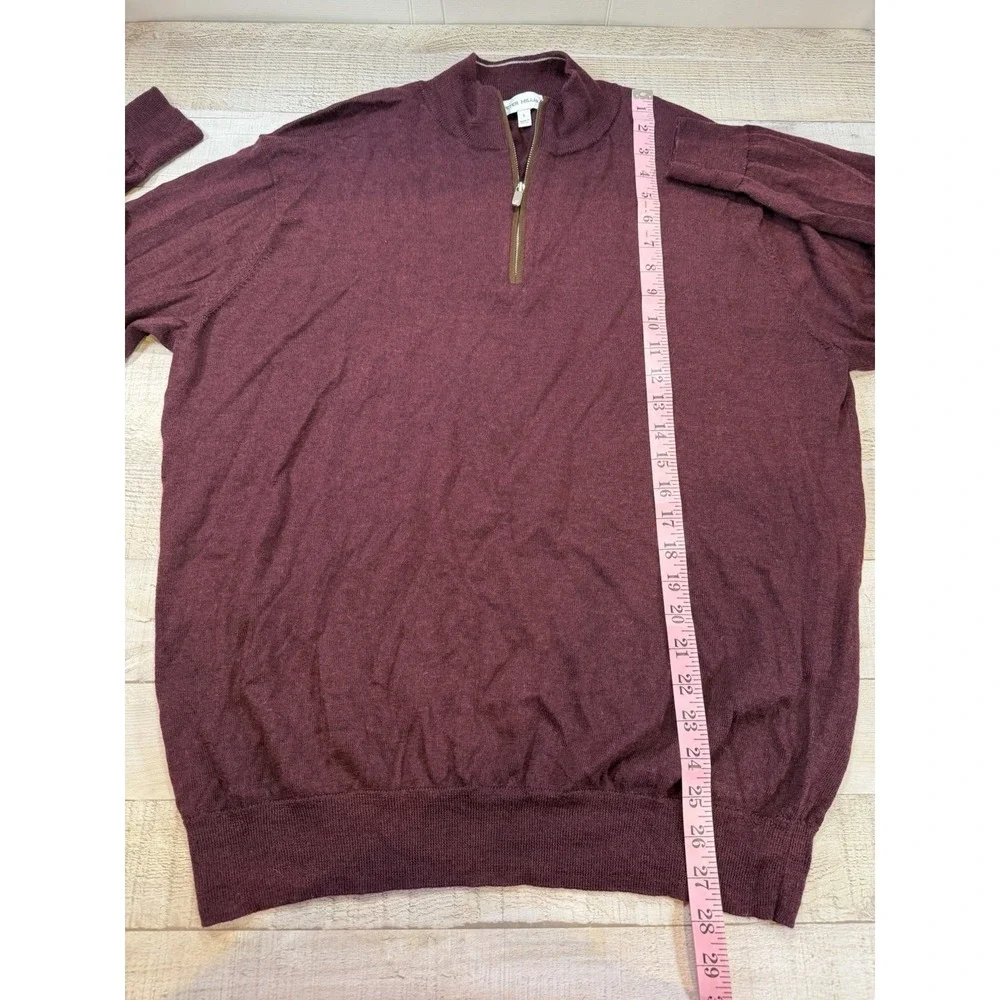 Peter Millar Merino Wool Lyocell 1/4 Zip Sweater Burgundy Men's Large L